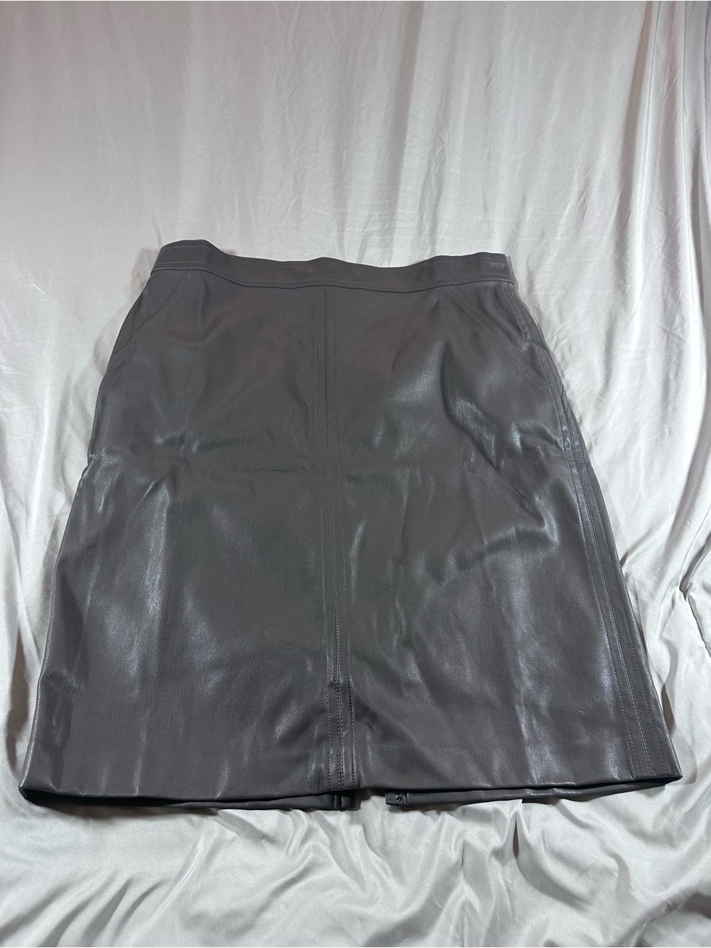 Ann Taylor Dark Gray Leather Pencil Skirt